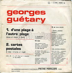 [Pochette de D’une plage  l’autre (Georges GUTARY) - verso]