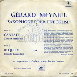 [Pochette de Saxophone pour une glise (Grard MEYNIEL) - verso]