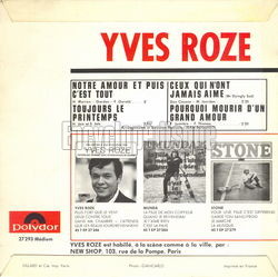 [Pochette de Notre amour et puis c’est tout (Yves ROZE) - verso]