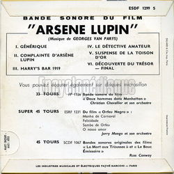 [Pochette de Sign Arsne Lupin (B.O.F.  Films ) - verso]