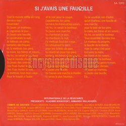 [Pochette de Si j’avais une faucille (INTERNATIONALE DE LA RESISTANCE) - verso]