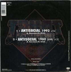 [Pochette de Antisocial 1992 (TRUST) - verso]