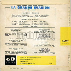 [Pochette de La grande vasion (B.O.F.  Films ) - verso]