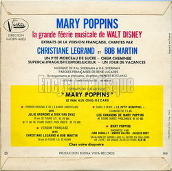 [Pochette de Mary Poppins (version franaise) (B.O.F.  Films ) - verso]