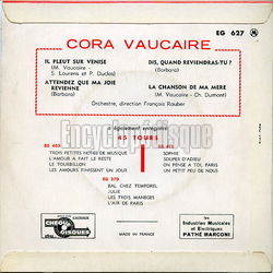 [Pochette de Il pleut sur Venise (Cora VAUCAIRE) - verso]