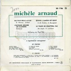 [Pochette de J’entends sonner les clairons (Michle ARNAUD) - verso]