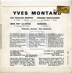 [Pochette de Les feuilles mortes (Yves MONTAND) - verso]