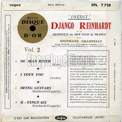 [Pochette de Indit - Vol.2 - Srie Disque d’Or (Django REINHARDT) - verso]