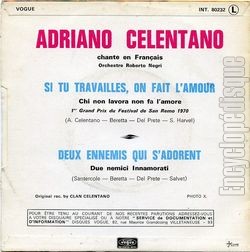 [Pochette de Adriano CELENTANO -  Si tu travailles, on fait l’amour  (Les FRANCOPHILES) - verso]