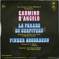 [Pochette de La parade du chapiteau (Carmino d’ANGELO) - verso]