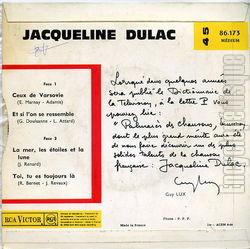 [Pochette de Ceux de Varsovie (Jacqueline DULAC) - verso]