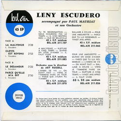 [Pochette de La malvenue (Leny ESCUDERO) - verso]