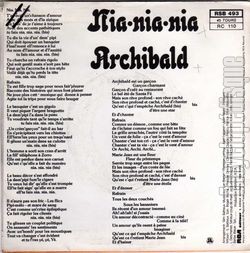 [Pochette de Archibald (Marc CHAPITEAU) - verso]