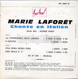 [Pochette de Chante en italien (Marie LAFORT) - verso]