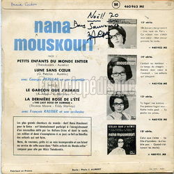 [Pochette de Petits enfants du monde entier (Nana MOUSKOURI) - verso]