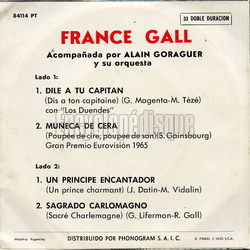 [Pochette de Dile a tu capitan (France GALL) - verso]