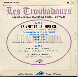 [Pochette de Le vent et la jeunesse (Les TROUBADOURS) - verso]