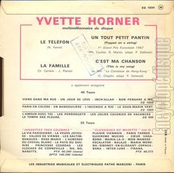 [Pochette de Le tout petit pantin (Yvette HORNER) - verso]