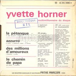 [Pochette de La ptanque (Yvette HORNER) - verso]