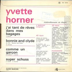 [Pochette de J’ai tant de rves dans mes bagages (Yvette HORNER) - verso]