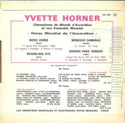 [Pochette de Merci chrie (Yvette HORNER) - verso]