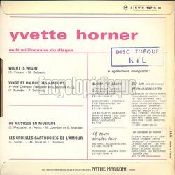 [Pochette de Wight is Wight (Yvette HORNER) - verso]