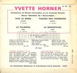 [Pochette de Vive le Nord (Yvette HORNER) - verso]