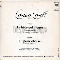 [Pochette de La bte qui monte (Carina CAROLL) - verso]