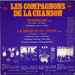 [Pochette de Germaine (Les COMPAGNONS DE LA CHANSON) - verso]