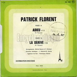 [Pochette de Adieu (Patrick FLORENT) - verso]