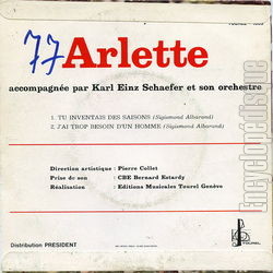 [Pochette de Tu inventais des saisons (Arlette ZOLA) - verso]