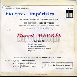 [Pochette de Violettes impriales (Marcel MERKS) - verso]