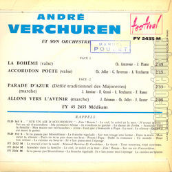 [Pochette de La bohme (Andr VERCHUREN) - verso]