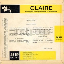 [Pochette de Claire chante (T.V. (Tlvision)) - verso]