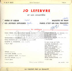 [Pochette de Frre et sœur (Jo LEFBVRE) - verso]