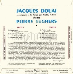 [Pochette de Douai chante Seghers (Jacques DOUAI) - verso]