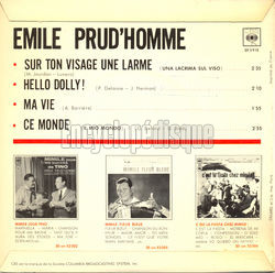 [Pochette de Sur ton visage une larme (mile PRUD’HOMME) - verso]