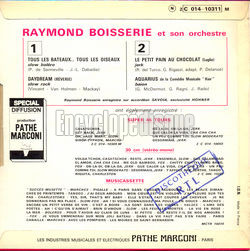 [Pochette de Tous les bateaux, tous les oiseaux (Raymond BOISSERIE) - verso]