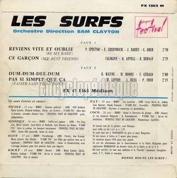 [Pochette de Reviens vite et oublie (Les SURFS) - verso]