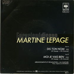 [Pochette de Dis ton nom (Martine LE PAGE) - verso]