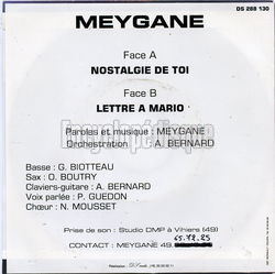 [Pochette de Nostalgie de toi (MEYGANE) - verso]