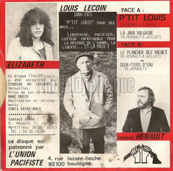 [Pochette de P’tit Louis (LIZABETH ET ROLAND) - verso]