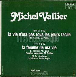 [Pochette de La vie n’est pas toujours facile (Michel VALLIER) - verso]