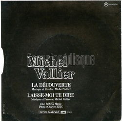 [Pochette de La dcouverte (Michel VALLIER) - verso]