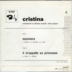 [Pochette de Sayonara (CRISTINA) - verso]