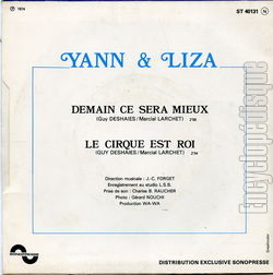 [Pochette de Demain ce sera mieux (YANN & LISA) - verso]