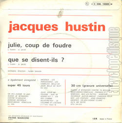 [Pochette de Julie, coup de foudre (Jacques HUSTIN) - verso]