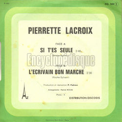 [Pochette de Si t’es seule (Pierrette LACROIX) - verso]