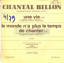 [Pochette de Une vie (Chantal BILLON) - verso]