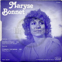 [Pochette de C’est plus pareil (Maryse BONNET) - verso]